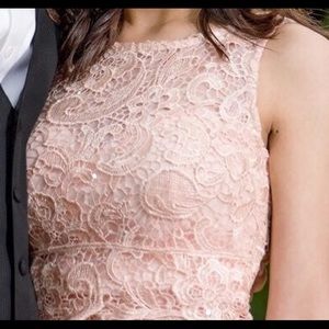Blush two piece short prom dress